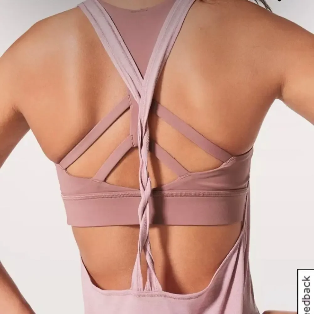 Lululemon Twist and Toil Luon Pink Layered Tank Size 4